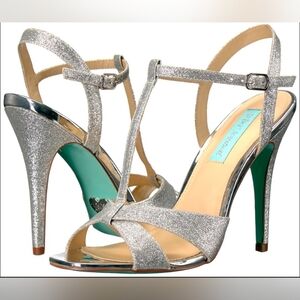 Blue By Betsey Johnson Silver  Glitter Stilletto Sandals